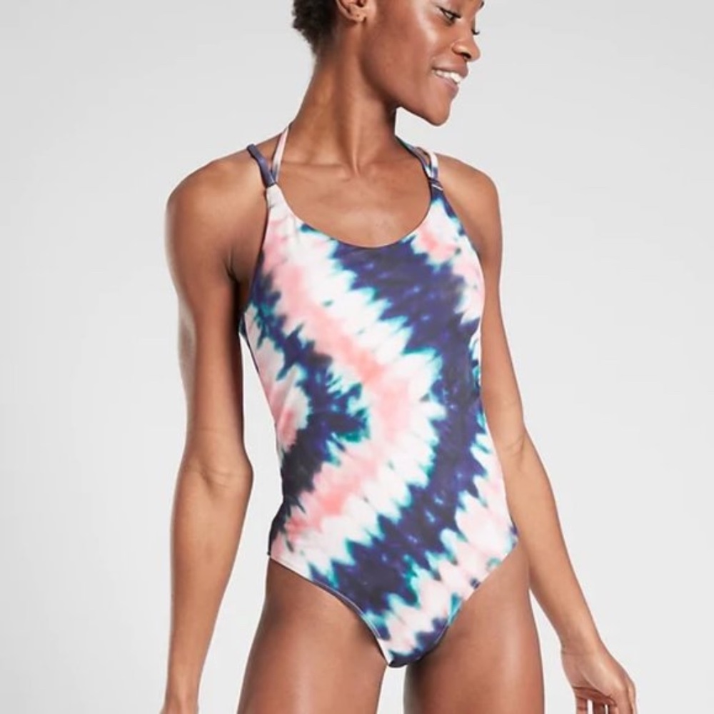 NWT Athleta Tie Dye Keyhole One Piece | Pink Multi